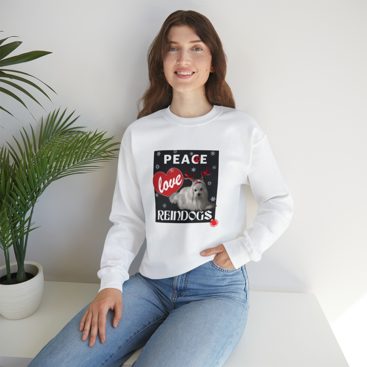 Peace Love Reindogs Maltese Unisex Sweatshirt - Image 14