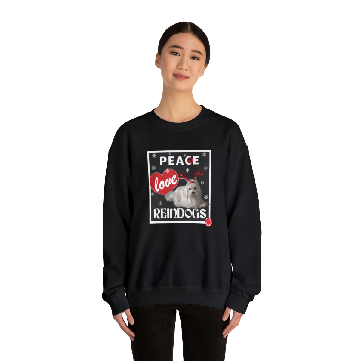 Peace Love Reindogs Maltese Unisex Sweatshirt - Image 3