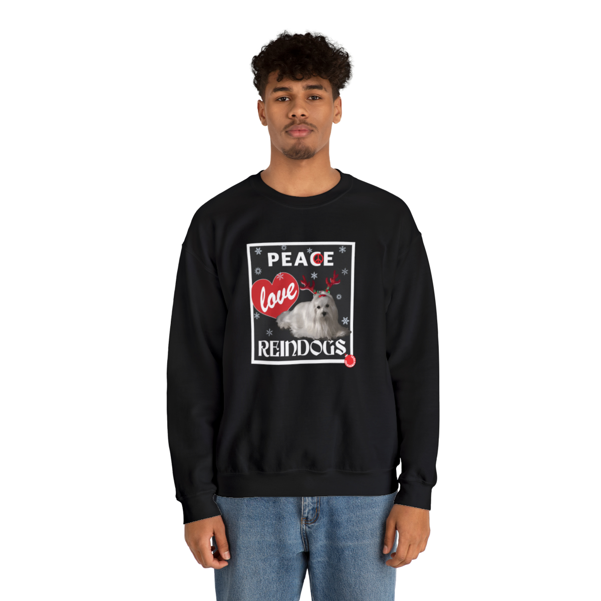 Peace Love Reindogs Maltese Unisex Sweatshirt - Image 4