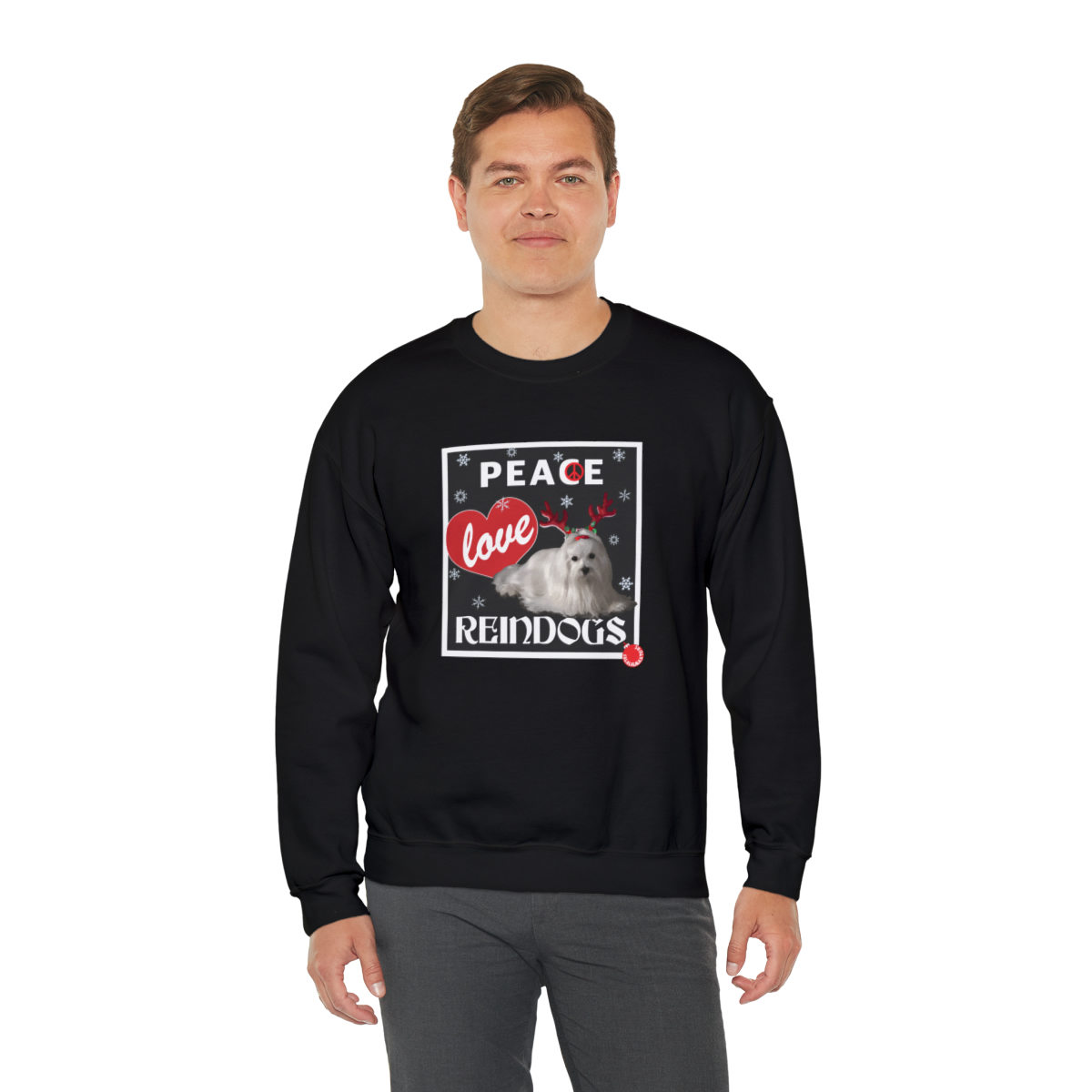 Peace Love Reindogs Maltese Unisex Sweatshirt - Image 5