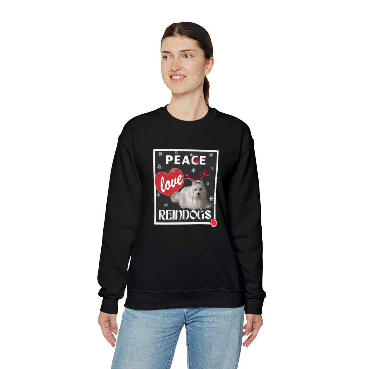 Peace Love Reindogs Maltese Unisex Sweatshirt - Image 6