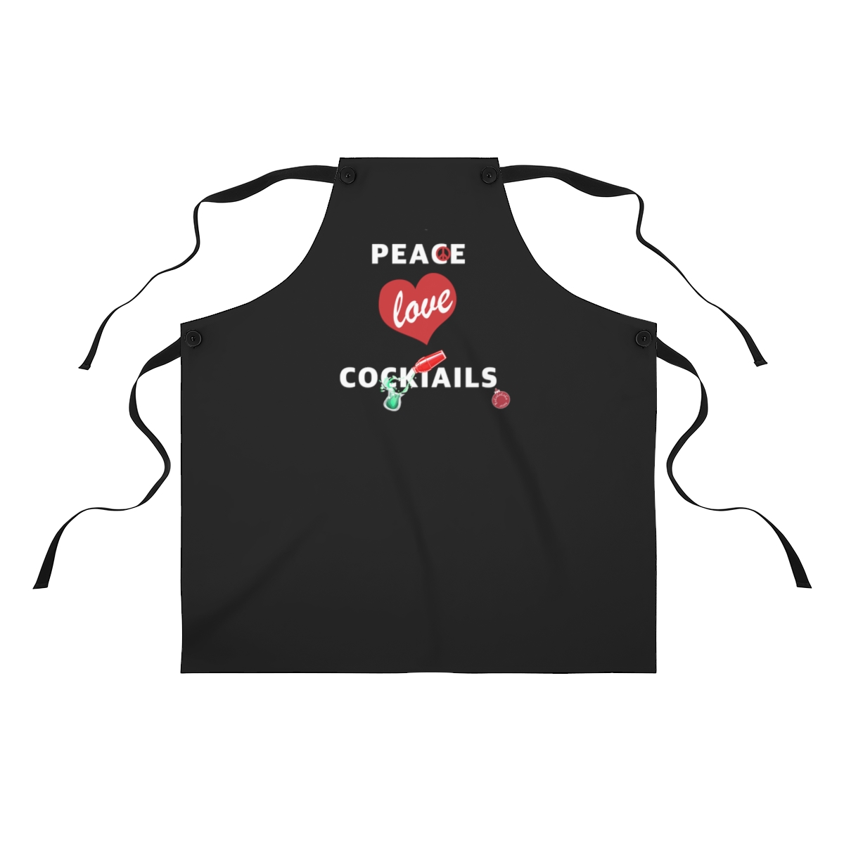 Peace Love Cocktails Christmas Apron - Image 2