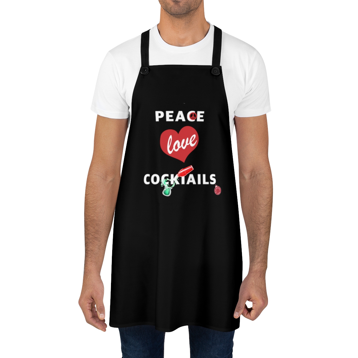 Peace Love Cocktails Christmas Apron - Image 4