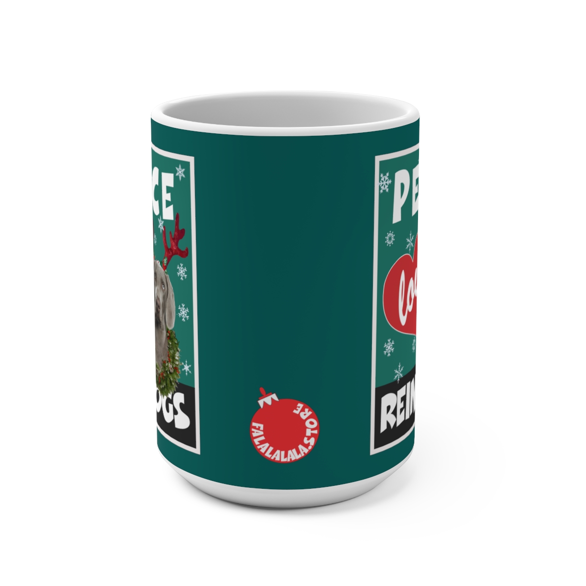 Peace Love Reindogs Weimaraner Mug 15oz - Image 2