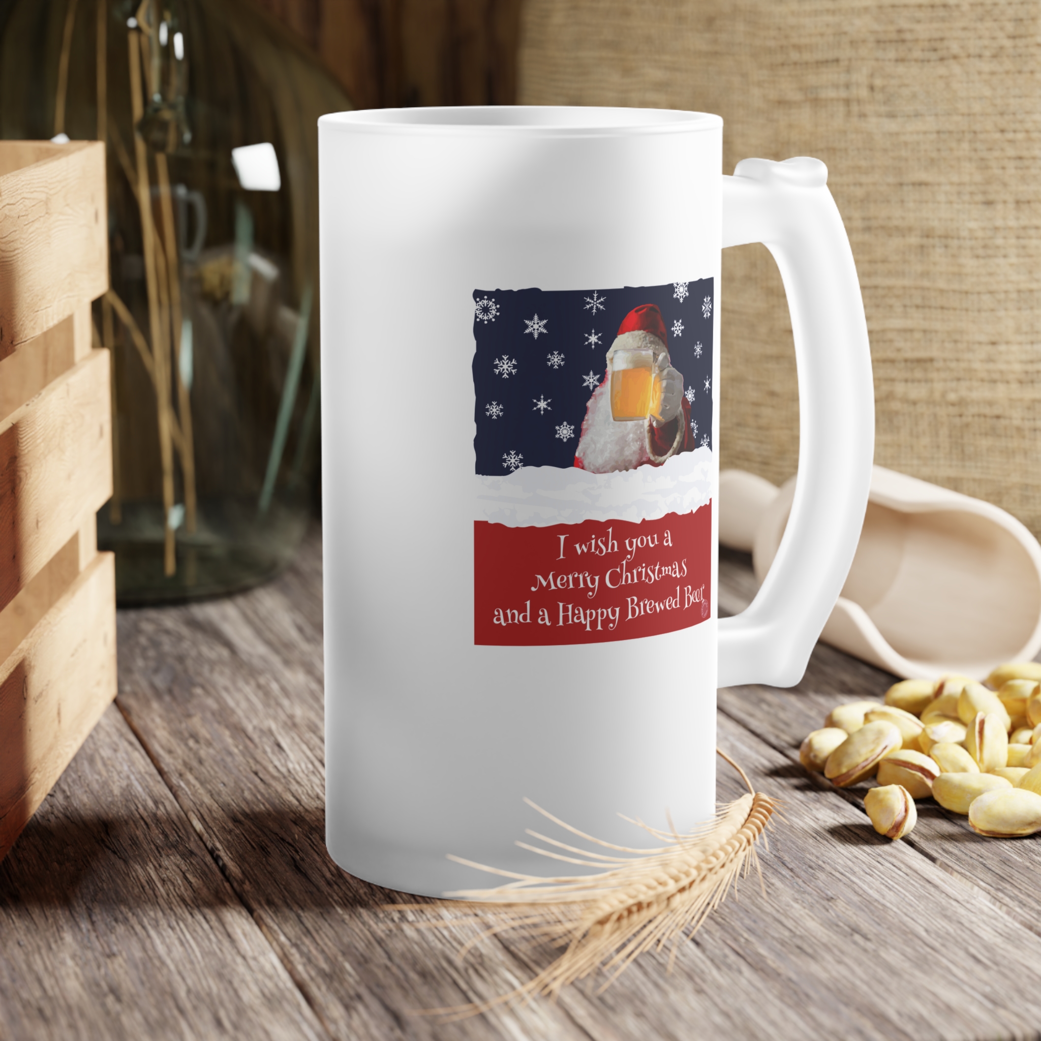 Happy Brewed Beer Frosted Glass Mug - Image 6