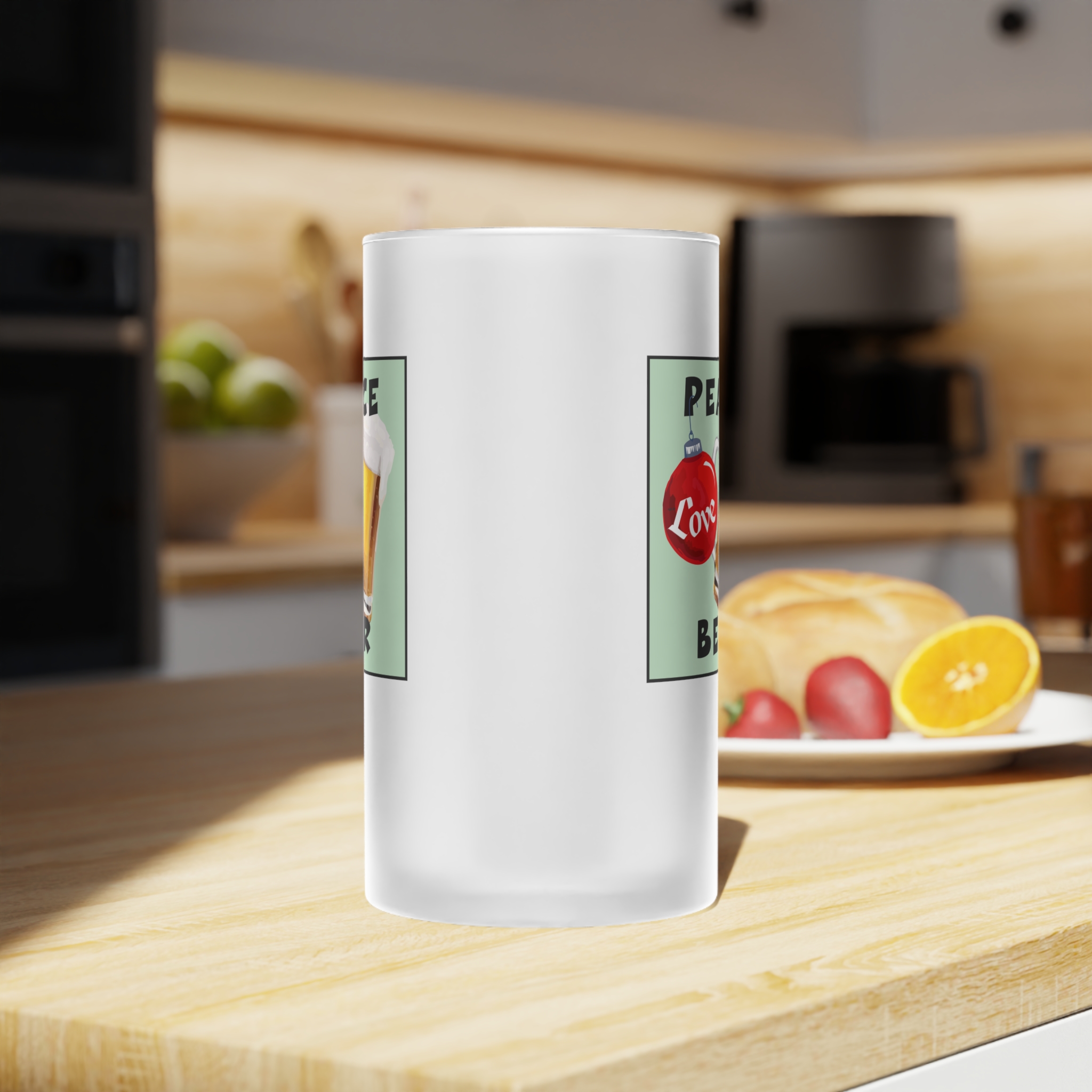 Peace Love Beer Frosted Glass Mug - Image 8