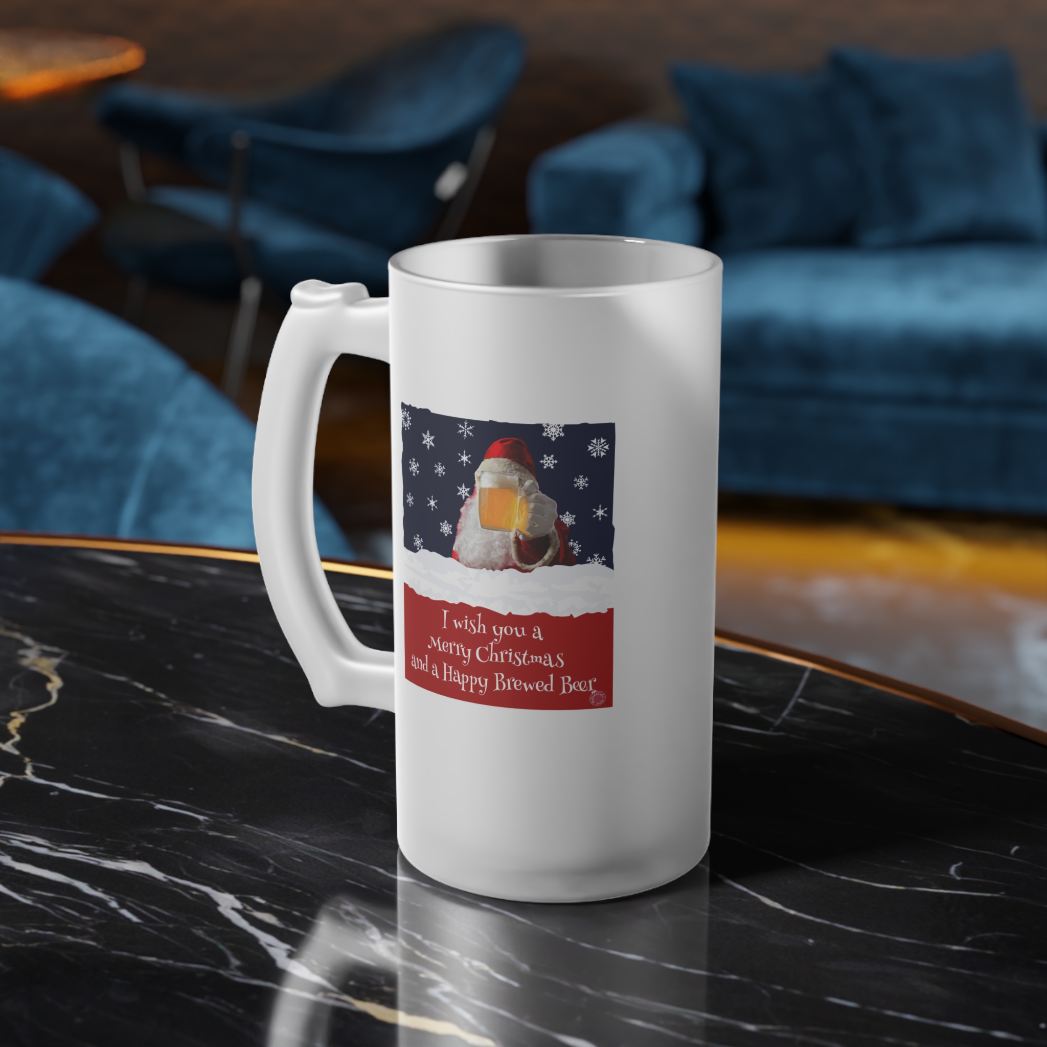 Happy Brewed Beer Frosted Glass Mug - Image 7