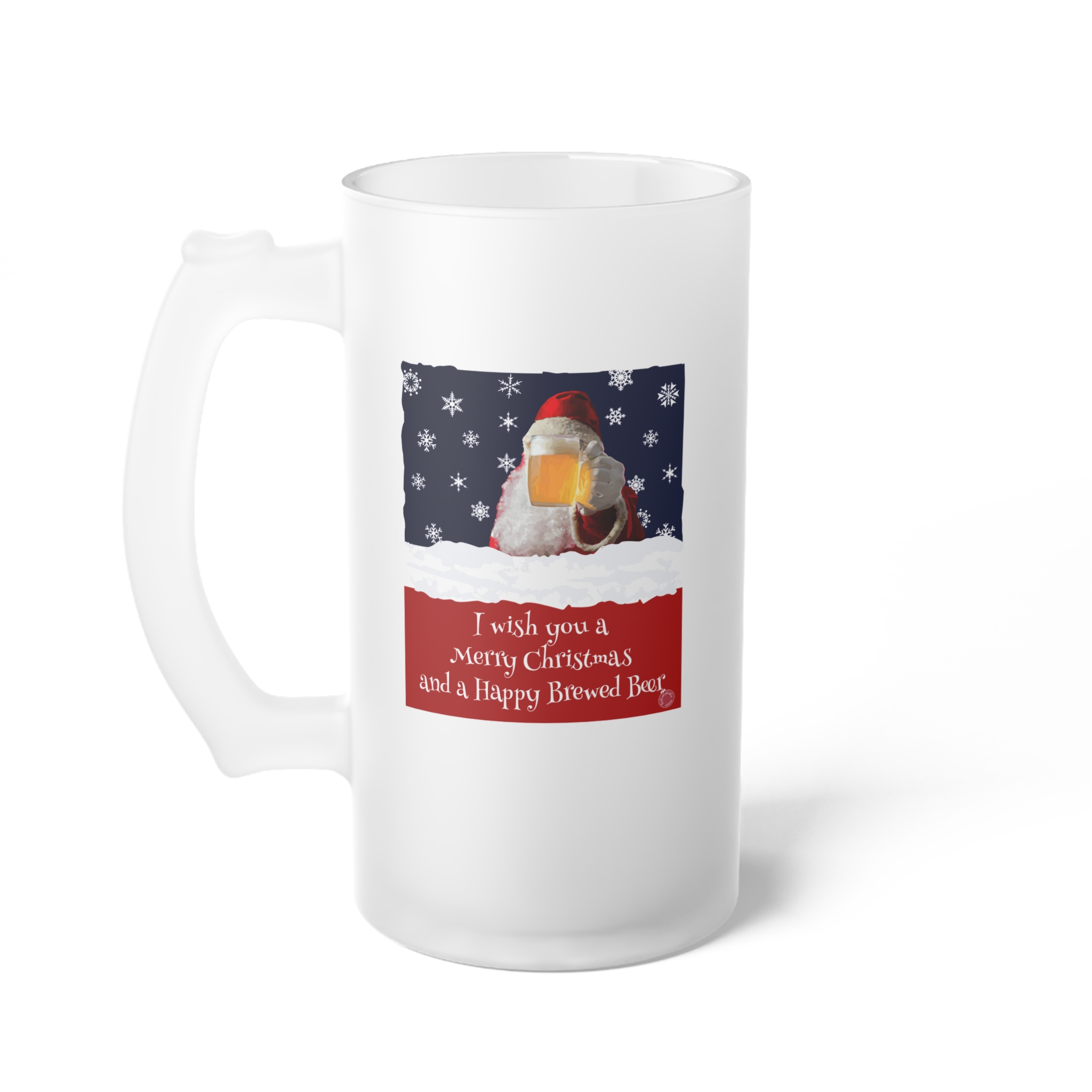 Happy Brewed Beer Frosted Glass Mug - Image 4